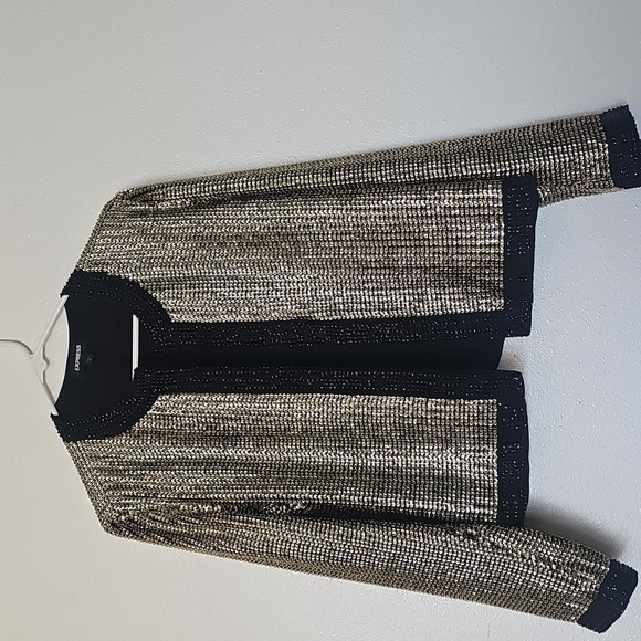 Express Contrast Trim Sequin Jacket Size Large .. - Picture 4 of 8